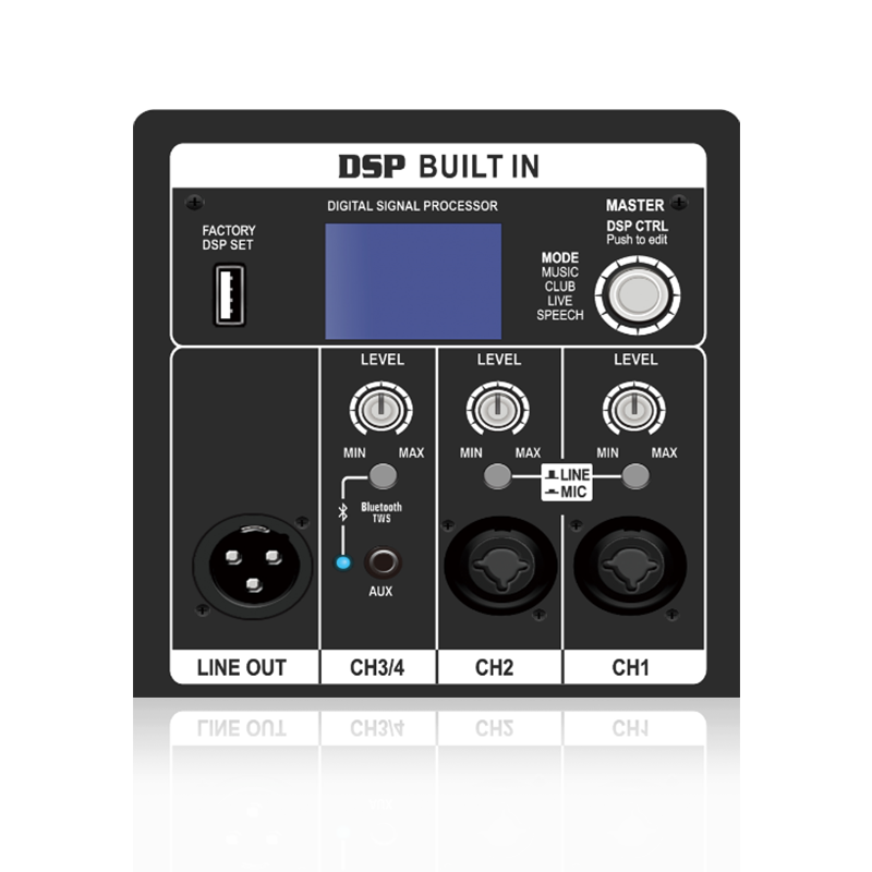 DSP1801: modulo funzionale DSP basato su ADAU1701 a 4 canali di ingresso e uscita mixata