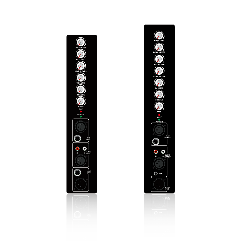 PL2/PL2E: Canale per microfono singolo Ingresso per canale a linea singola e modulo funzionale analogico verticale con protezione dei limiti