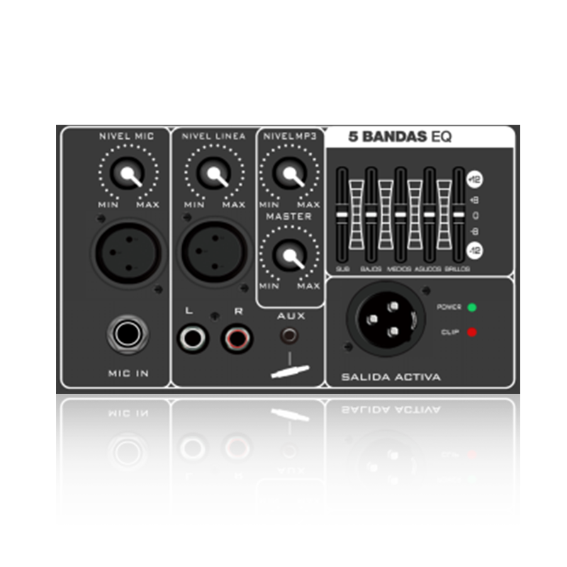 PL79: Uscita Bilanciata con Equalizzatore Grafico a 5 Bande Modulo Funzionale Analogico Orizzontale per Amplificatore di Classe AB