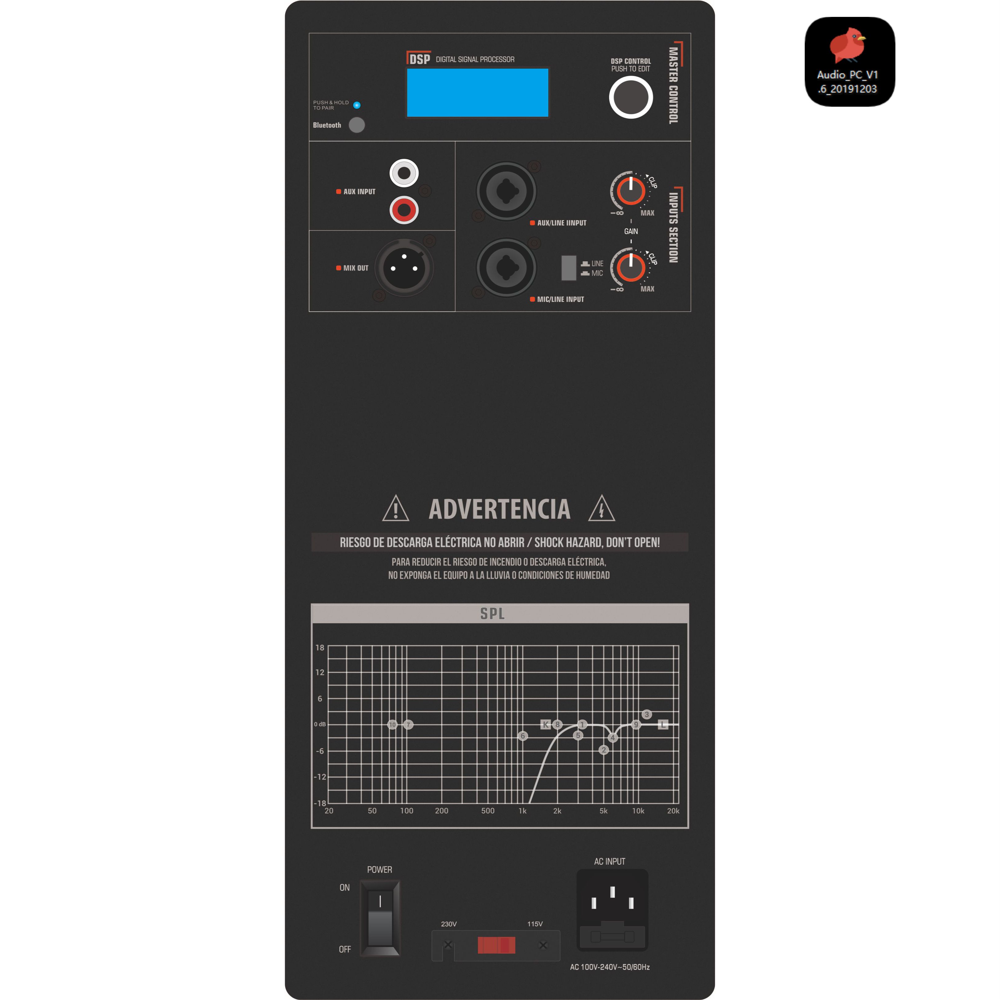 Amplificatore per altoparlanti attivi a 2 vie DSP1901 Pro