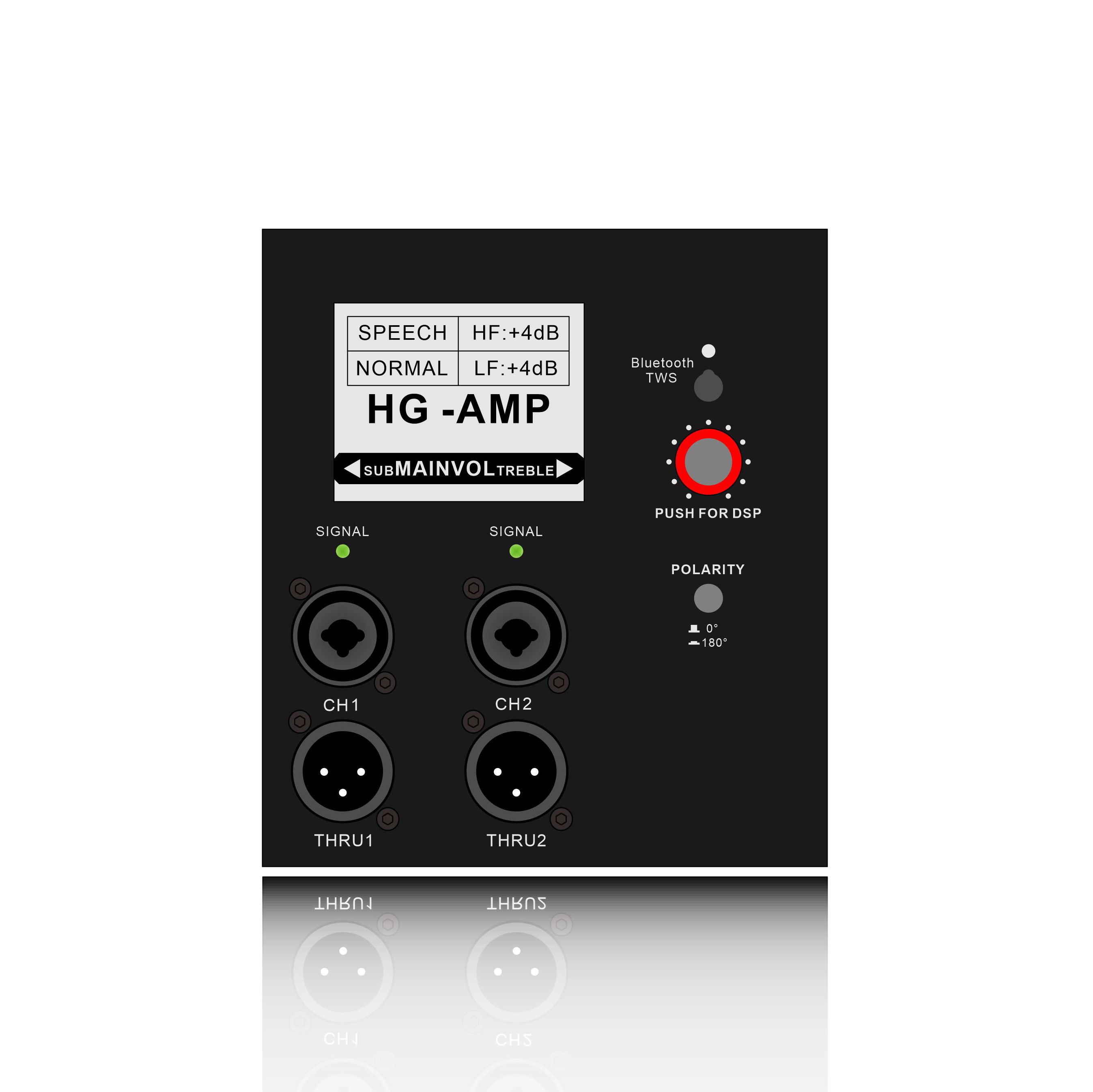DSP718SUB: interfaccia LCD con Blutooth e TWS disponibile Modulo funzionale subwoofer alimentato