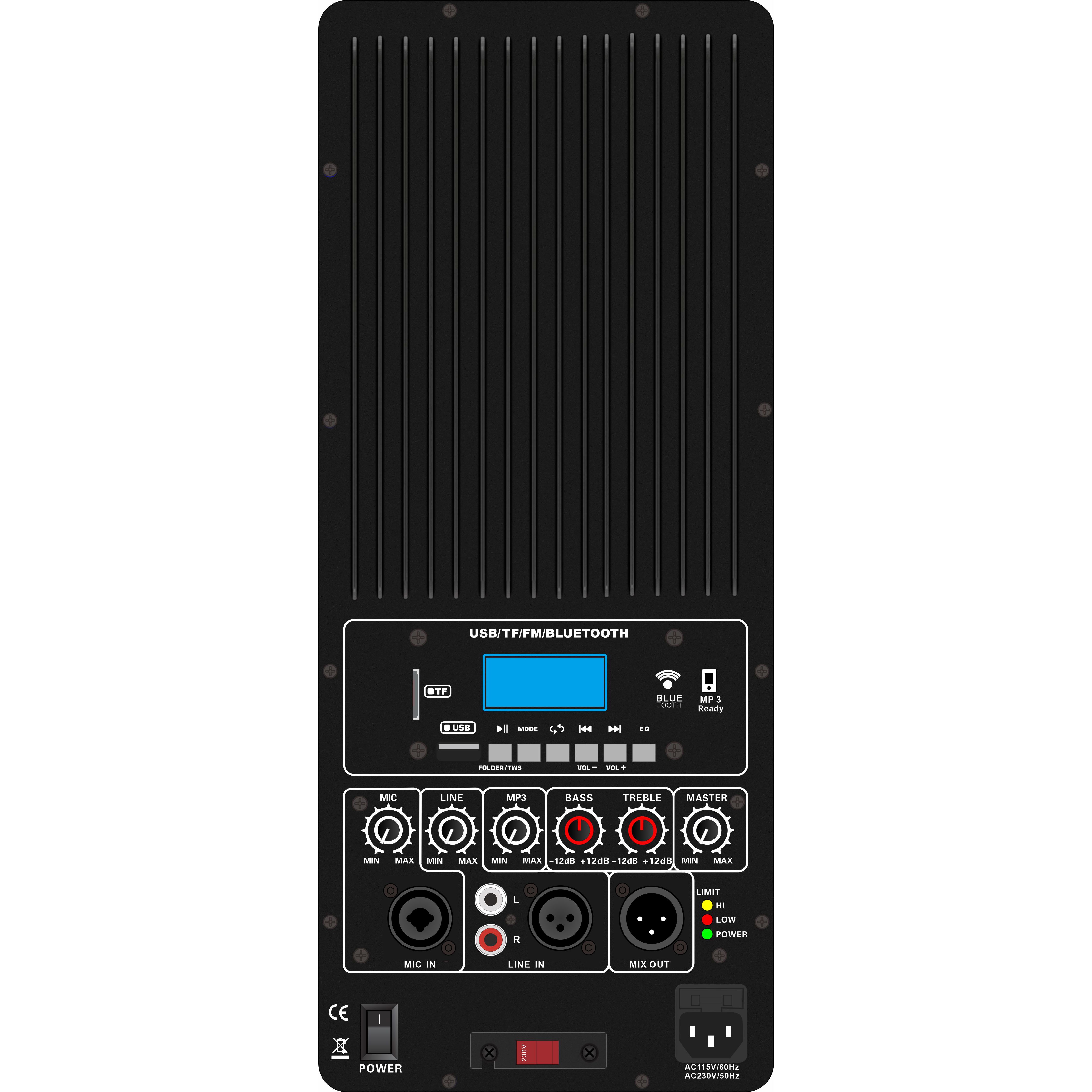 Amplificatore con sistema di divisione di frequenza elettrico in classe H PL93