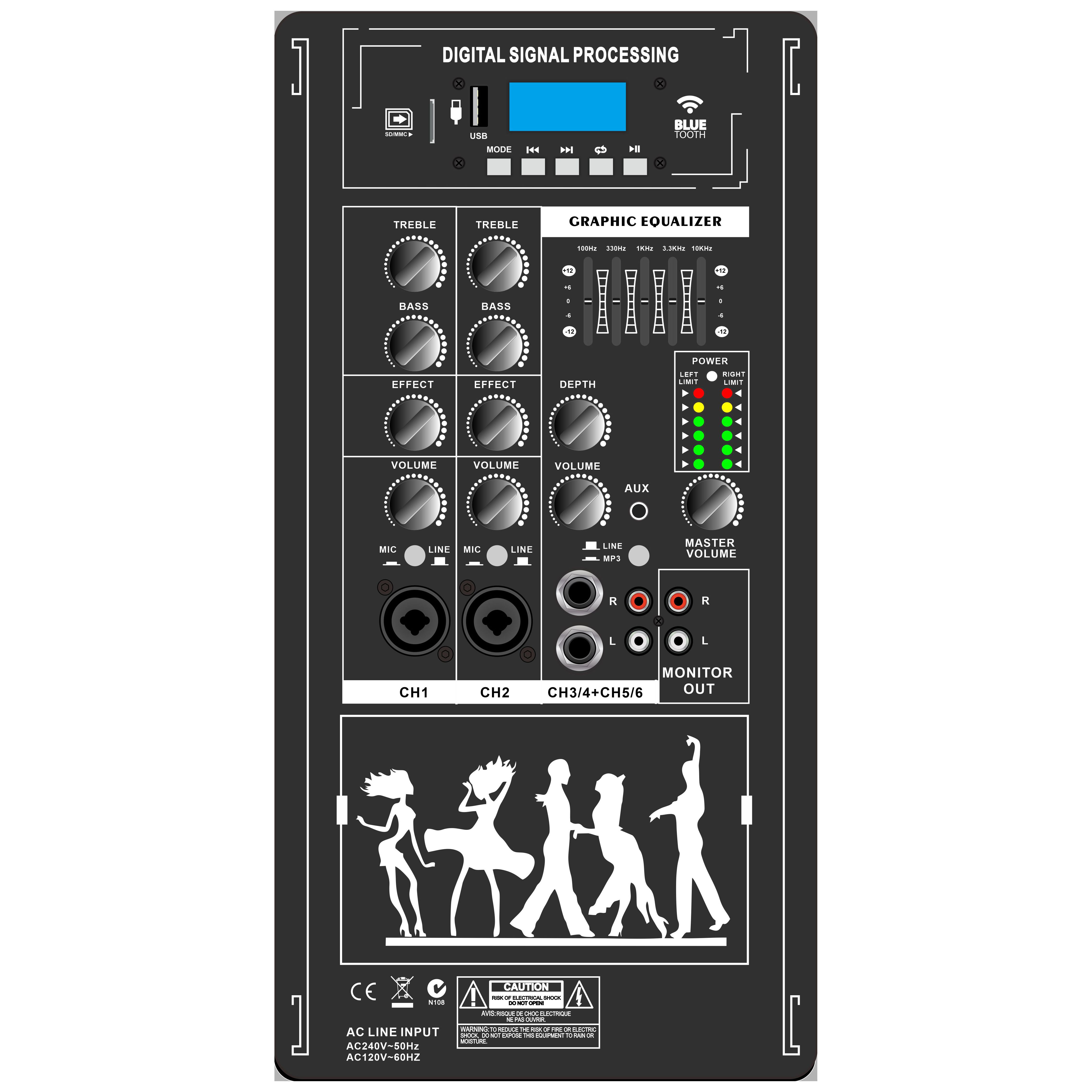 Amplificatore amplificato per sistema stereo portatile EON206