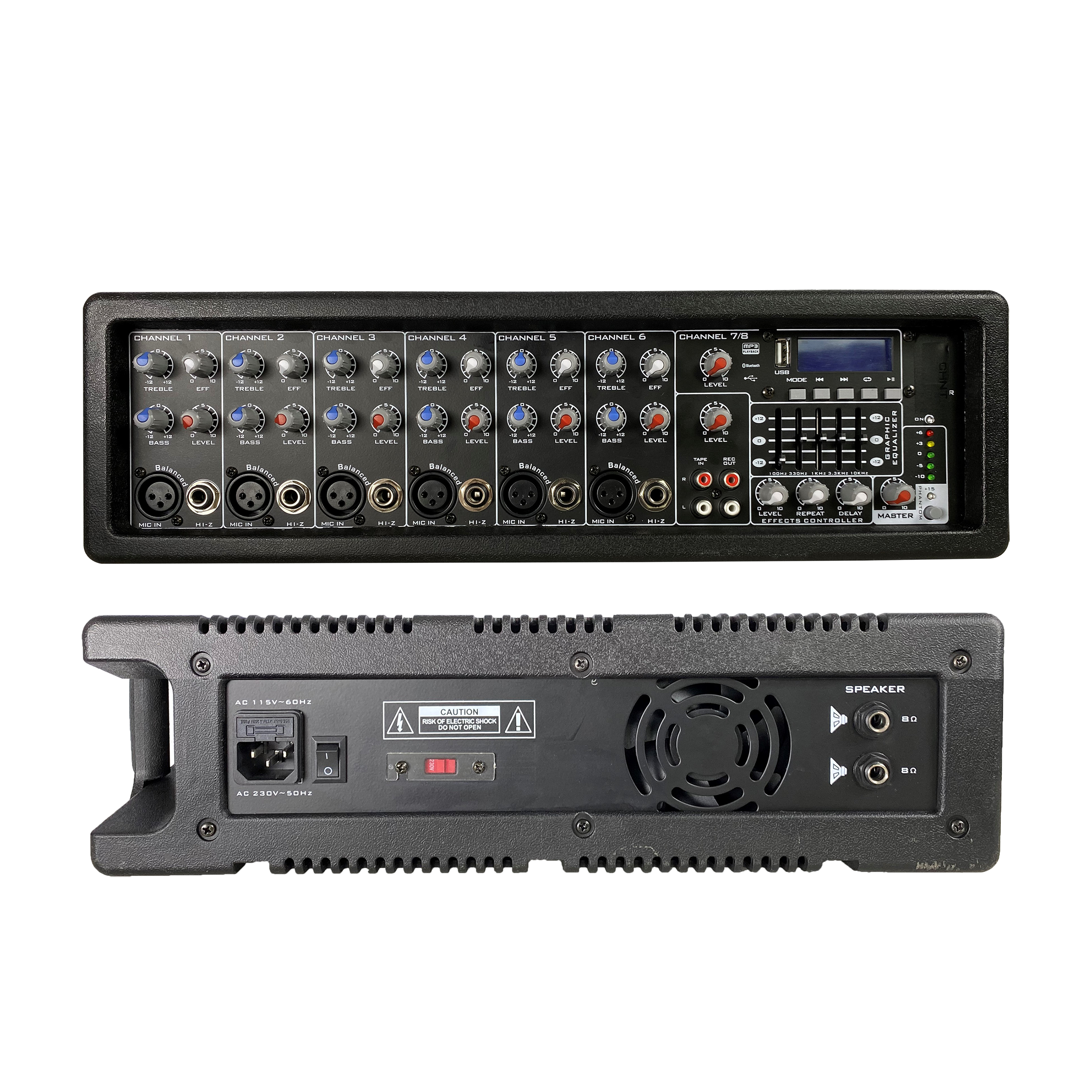 Mixer PA a 8 canali alimentato da scatola di plastica SD506