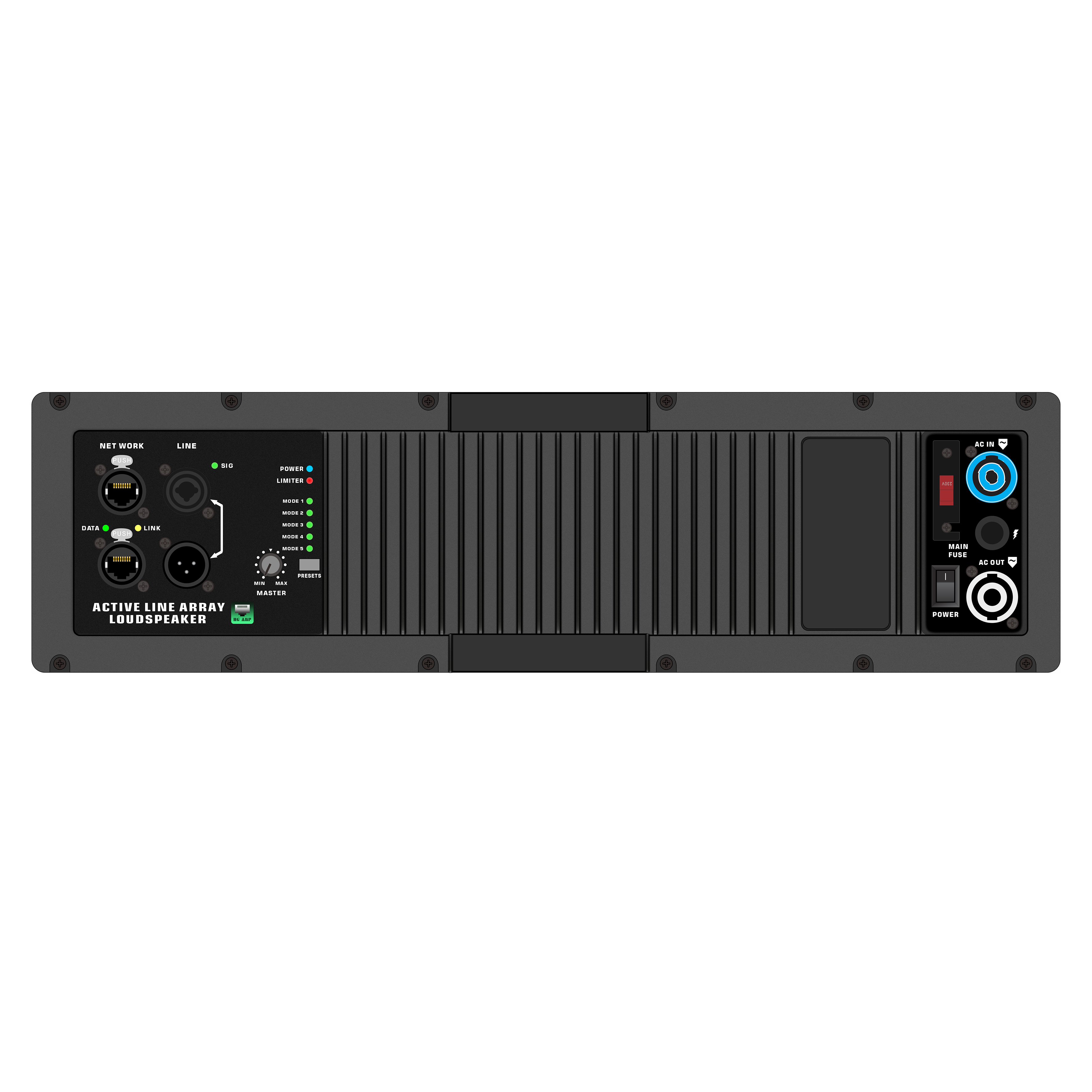 Amplificatore di sistema Line Array attivo HG485-212 con connettori RJ45